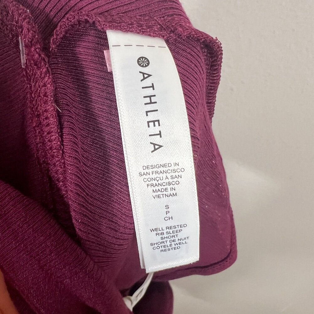 Athleta Well Rested Ribbed Sleep Short Size Small Burgundy Lounge Soft Comfy - Picture 8 of 11